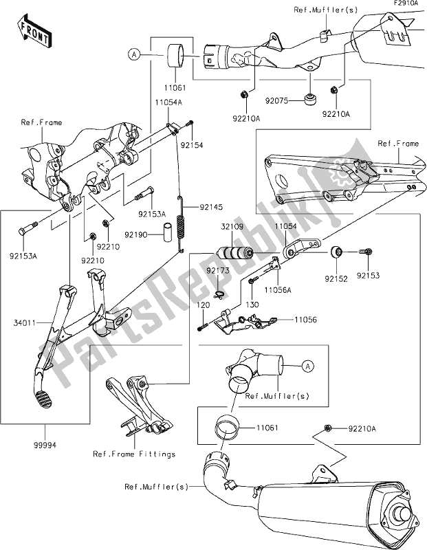 Todas as partes de 70 Accessory(center Stand) do Kawasaki ZX 1400 Ninja ZX-14R ABS Brembo Ohlins 2018