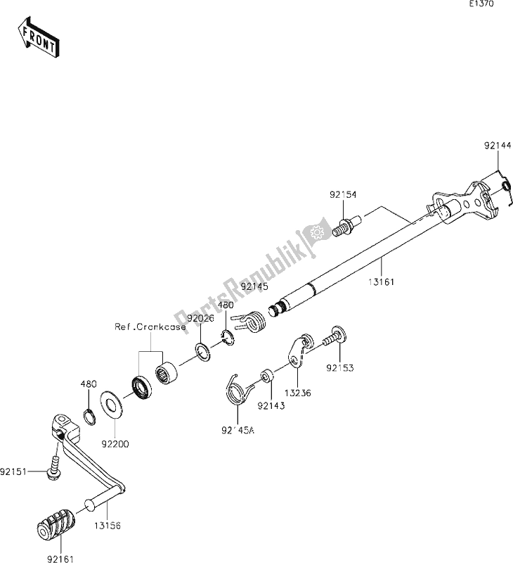 All parts for the 12 Gear Change Mechanism of the Kawasaki ZX 1400 Ninja ZX-14R ABS Brembo Ohlins 2019