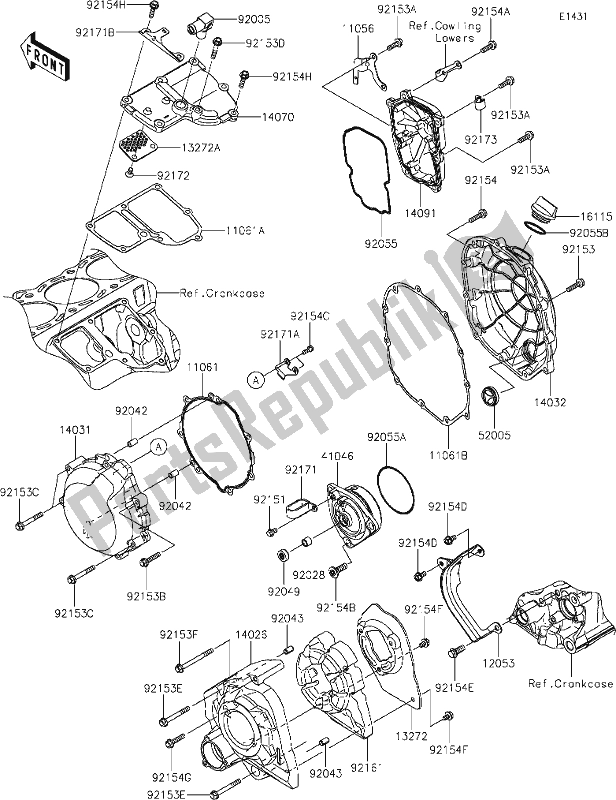 All parts for the 15-1engine Cover(s) of the Kawasaki ZX 1400 Ninja ZX-14R ABS Brembo Ohlins 2019