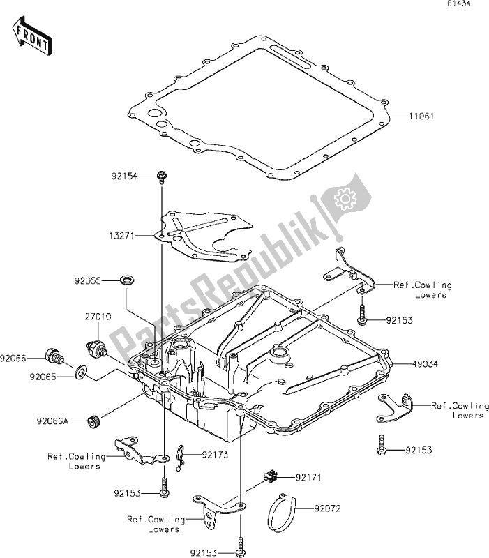 All parts for the 16 Oil Pan of the Kawasaki ZX 1400 Ninja ZX-14R ABS Brembo Ohlins 2019