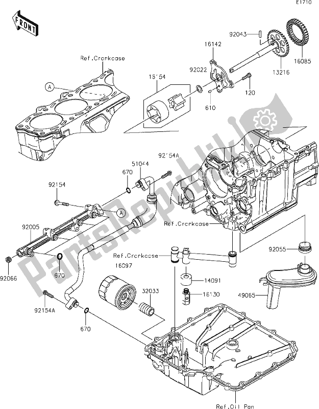 Alle onderdelen voor de 20 Oil Pump van de Kawasaki ZX 1400 Ninja ZX-14R ABS Brembo Ohlins 2019