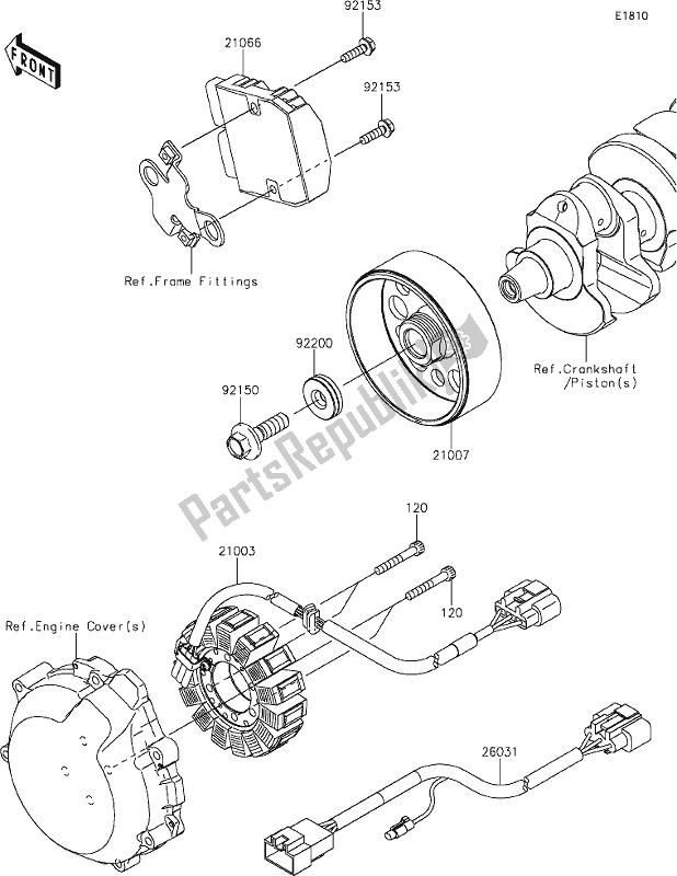 Todas as partes de 21 Generator do Kawasaki ZX 1400 Ninja ZX-14R ABS Brembo Ohlins 2019