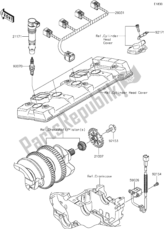 All parts for the 22 Ignition System of the Kawasaki ZX 1400 Ninja ZX-14R ABS Brembo Ohlins 2019