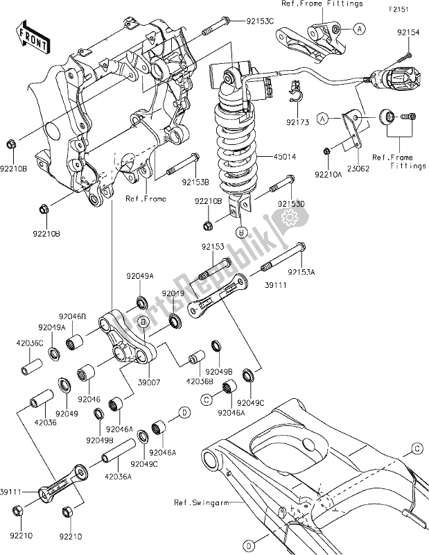 Wszystkie części do 32 Suspension/shock Absorber Kawasaki ZX 1400 Ninja ZX-14R ABS Brembo Ohlins 2019