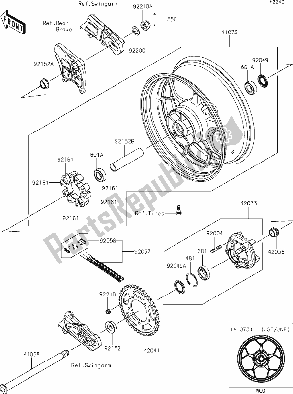 Tutte le parti per il 39 Rear Hub del Kawasaki ZX 1400 Ninja ZX-14R ABS Brembo Ohlins 2019