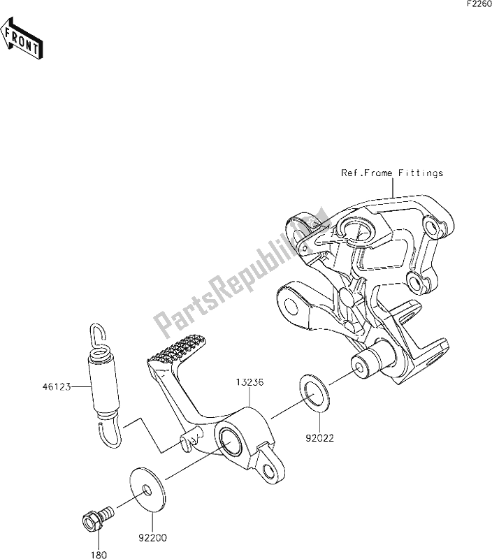 All parts for the 40 Brake Pedal of the Kawasaki ZX 1400 Ninja ZX-14R ABS Brembo Ohlins 2019