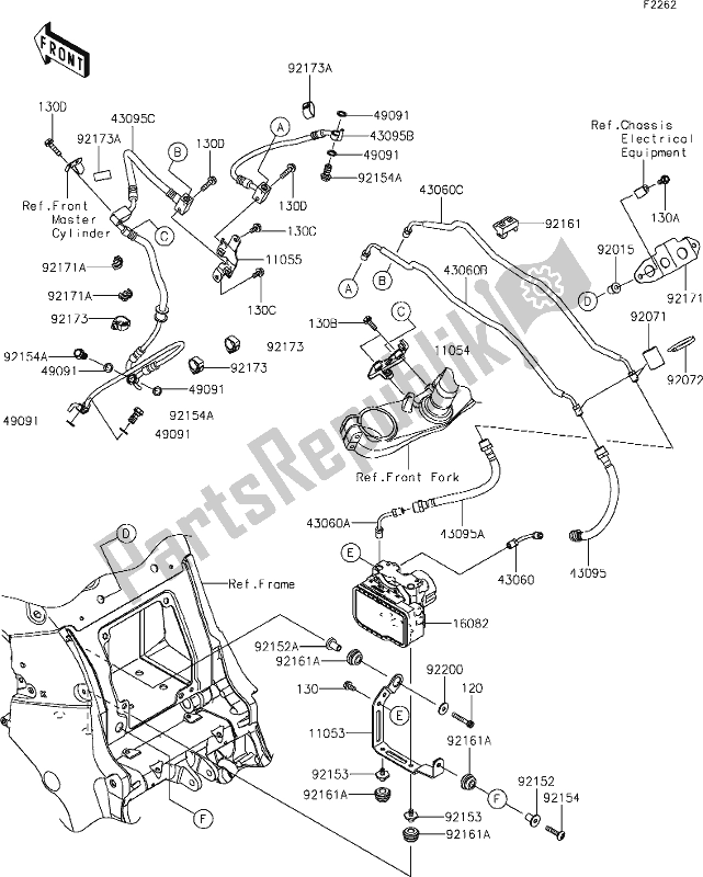 All parts for the 41 Brake Piping of the Kawasaki ZX 1400 Ninja ZX-14R ABS Brembo Ohlins 2019