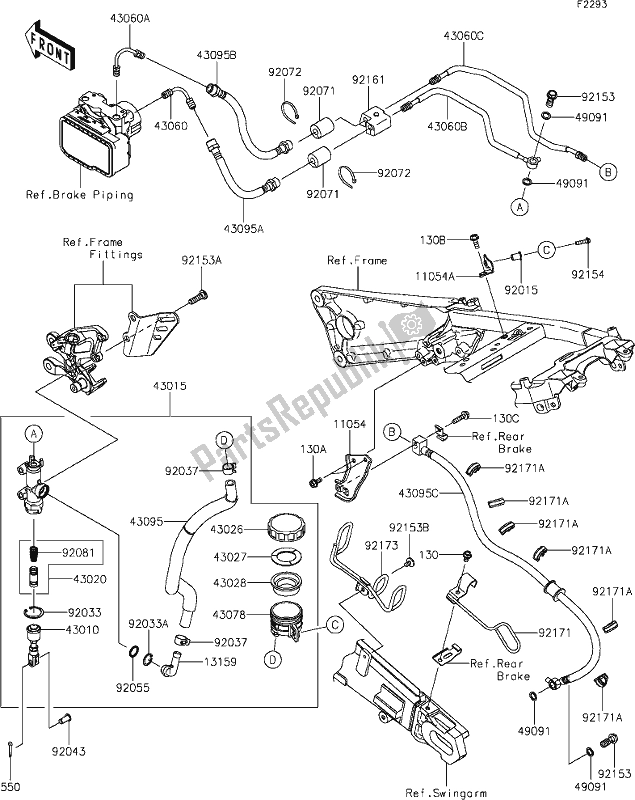 Todas las partes para 44 Rear Master Cylinder de Kawasaki ZX 1400 Ninja ZX-14R ABS Brembo Ohlins 2019