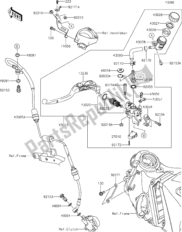 All parts for the 48 Clutch Master Cylinder of the Kawasaki ZX 1400 Ninja ZX-14R ABS Brembo Ohlins 2019