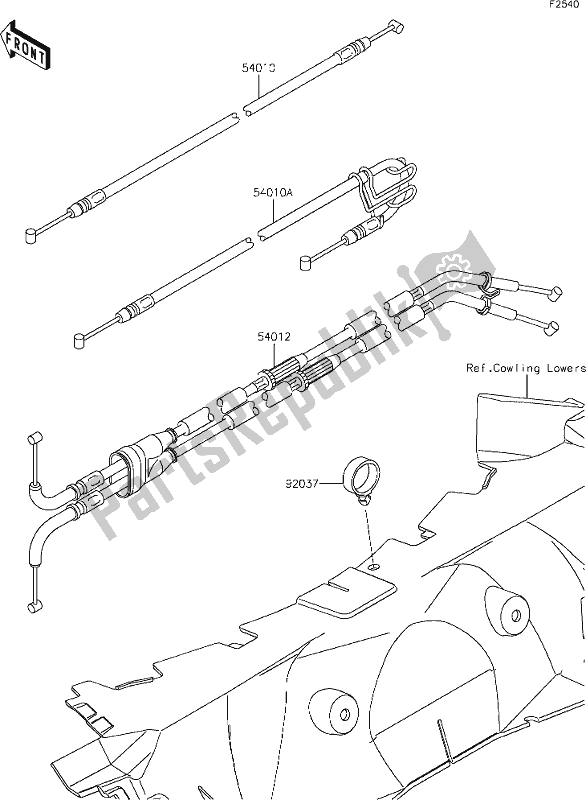 All parts for the 53 Cables of the Kawasaki ZX 1400 Ninja ZX-14R ABS Brembo Ohlins 2019