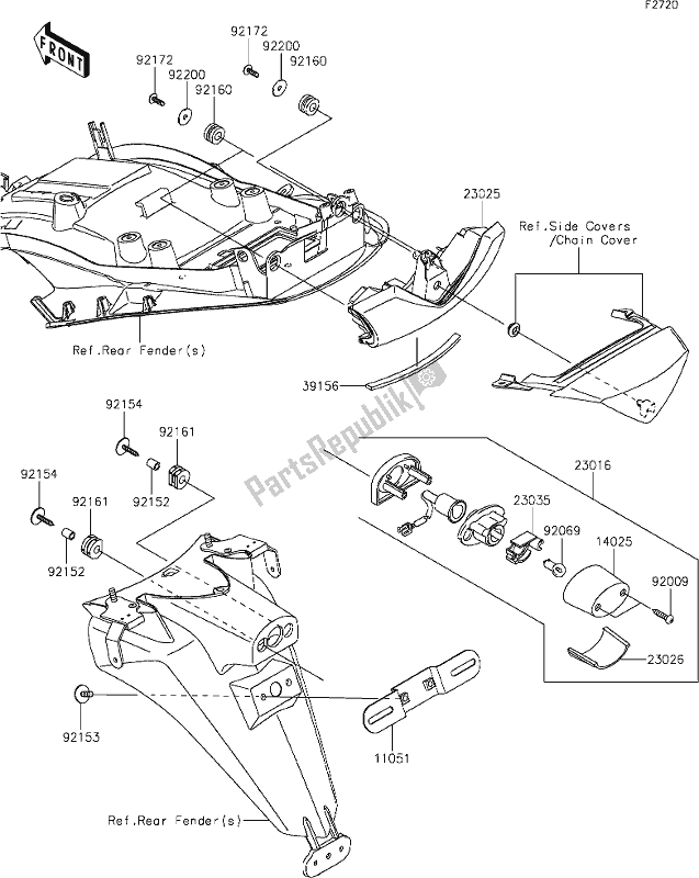 All parts for the 56 Taillight(s) of the Kawasaki ZX 1400 Ninja ZX-14R ABS Brembo Ohlins 2019