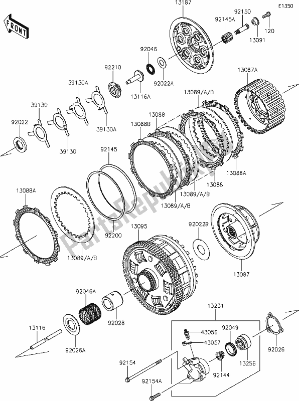 Alle onderdelen voor de 9 Clutch van de Kawasaki ZX 1400 Ninja ZX-14R ABS Brembo Ohlins 2019