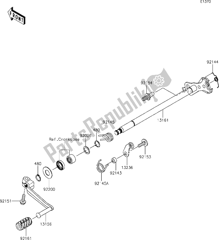 All parts for the 12 Gear Change Mechanism of the Kawasaki ZX 1400 Ninja ZX-14R ABS Brembo Ohlins 2020