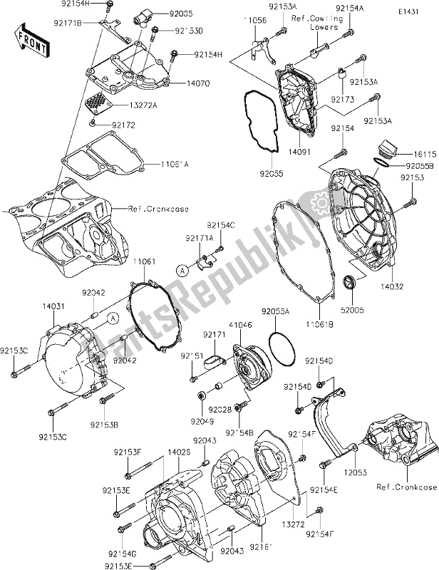 All parts for the 15 Engine Cover(s) of the Kawasaki ZX 1400 Ninja ZX-14R ABS Brembo Ohlins 2020