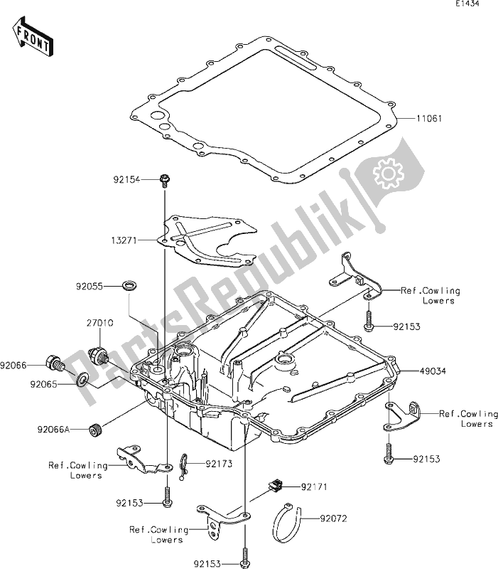 All parts for the 16 Oil Pan of the Kawasaki ZX 1400 Ninja ZX-14R ABS Brembo Ohlins 2020