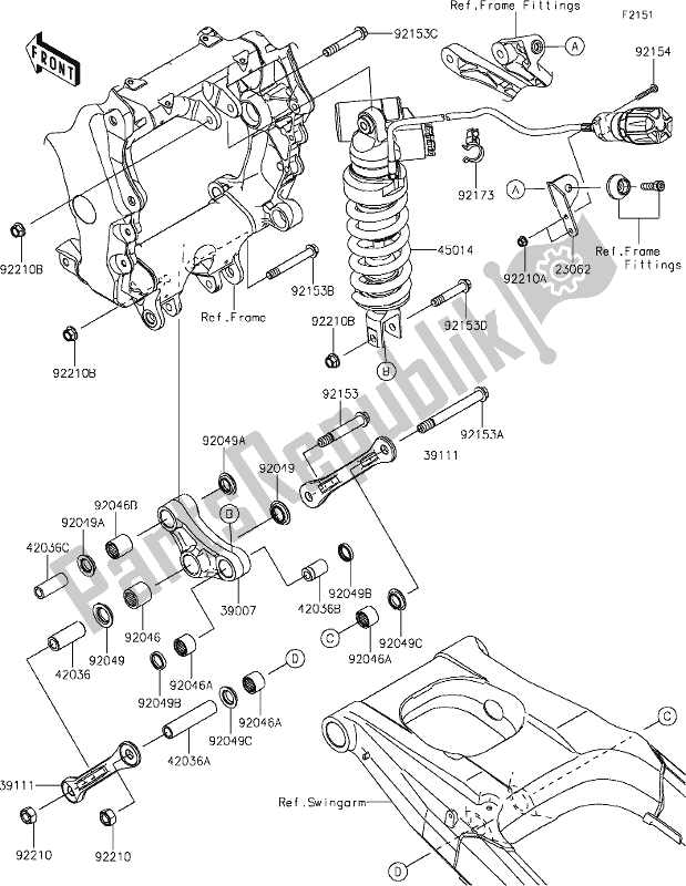 All parts for the 32 Suspension/shock Absorber of the Kawasaki ZX 1400 Ninja ZX-14R ABS Brembo Ohlins 2020