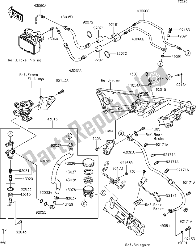 All parts for the 44-1rear Master Cylinder of the Kawasaki ZX 1400 Ninja ZX-14R ABS Brembo Ohlins 2020