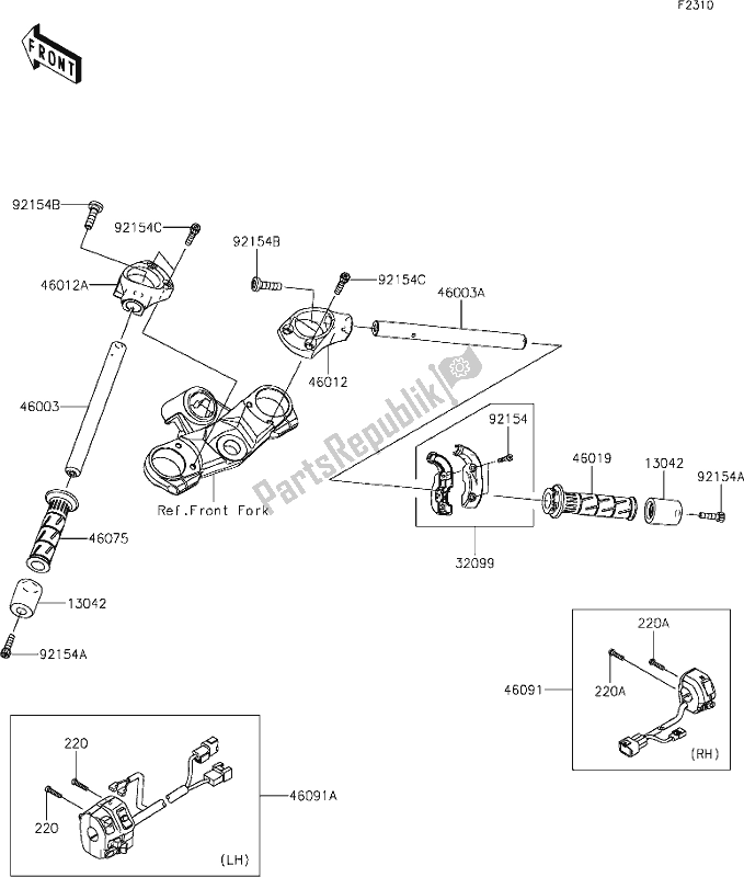 All parts for the 46 Handlebar of the Kawasaki ZX 1400 Ninja ZX-14R ABS Brembo Ohlins 2020