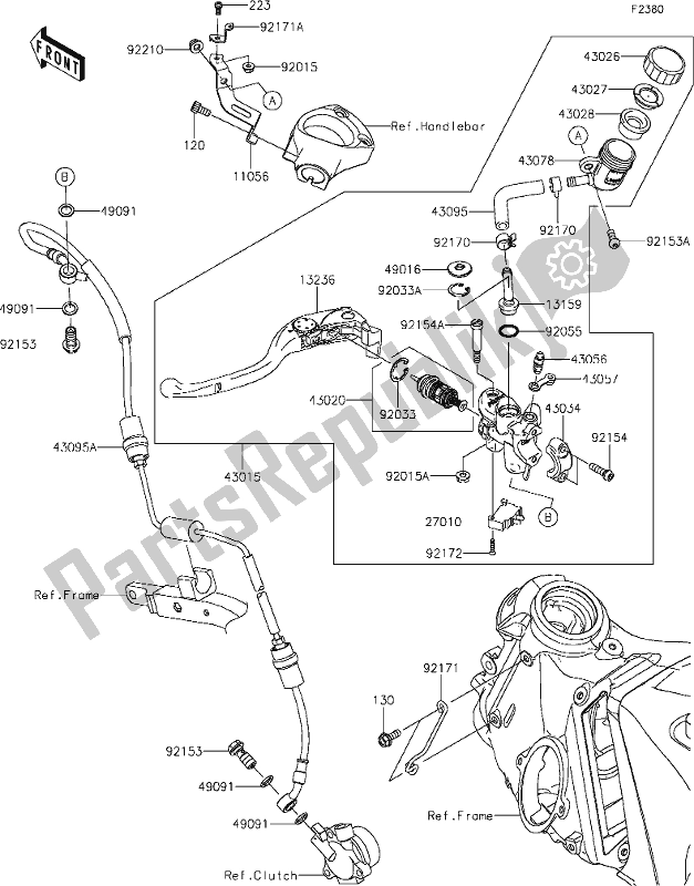All parts for the 48 Clutch Master Cylinder of the Kawasaki ZX 1400 Ninja ZX-14R ABS Brembo Ohlins 2020