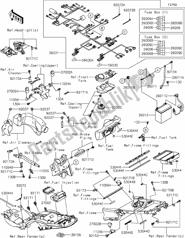 All parts for the 58 Chassis Electrical Equipment of the Kawasaki ZX 1400 Ninja ZX-14R ABS Brembo Ohlins 2020