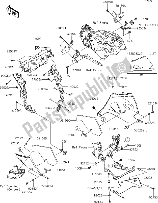 Todas las partes para 70 Cowling Lowers de Kawasaki ZX 1400 Ninja ZX-14R ABS Brembo Ohlins 2020