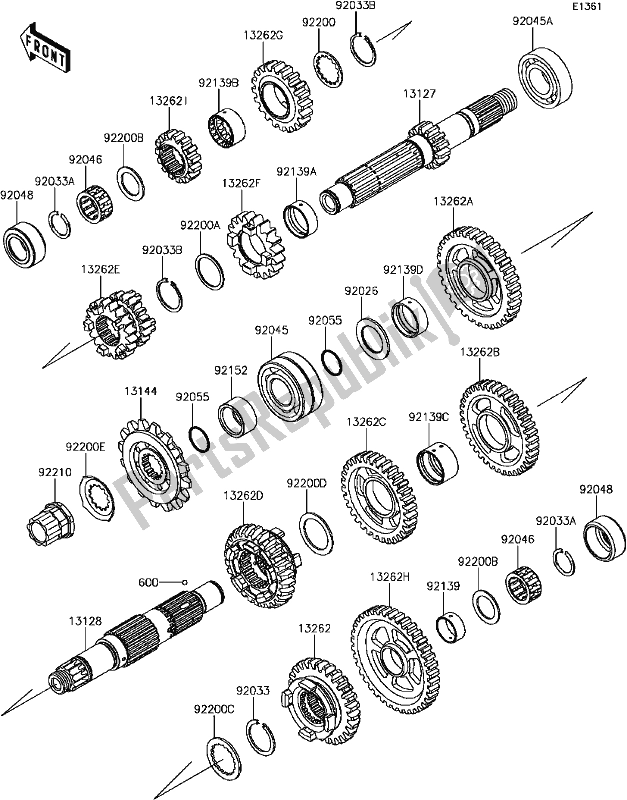 All parts for the B-14transmission of the Kawasaki ZX 600 Ninja ZX-6 R 2017