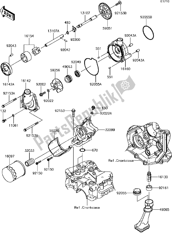 Alle onderdelen voor de C-14oil Pump van de Kawasaki ZX 600 Ninja ZX-6 R 2017