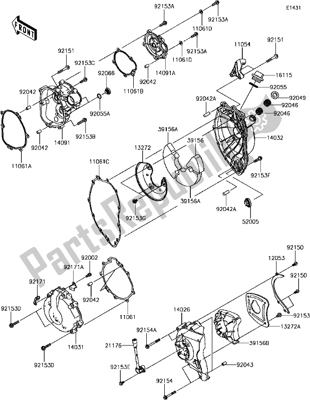 All parts for the C-8 Engine Cover(s)(2/2) of the Kawasaki ZX 600 Ninja ZX-6 R 2017