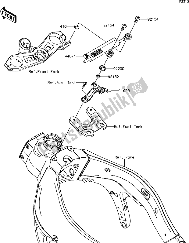 Alle onderdelen voor de F-10steering Damper van de Kawasaki ZX 600 Ninja ZX-6 R 2017