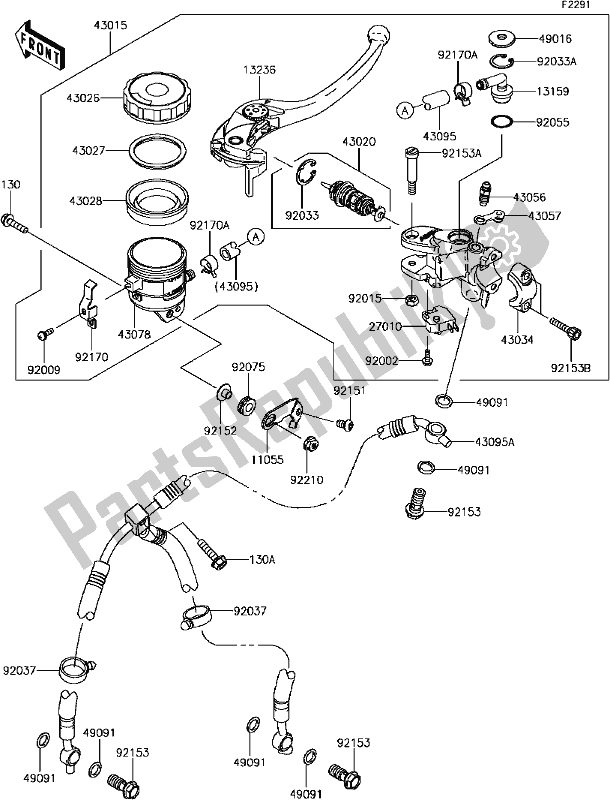 Toutes les pièces pour le F-5 Front Master Cylinder du Kawasaki ZX 600 Ninja ZX-6 R 2017