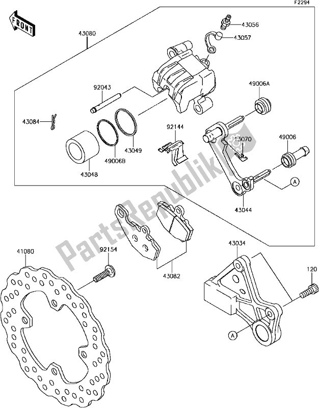 Alle onderdelen voor de F-8 Rear Brake van de Kawasaki ZX 600 Ninja ZX-6 R 2017