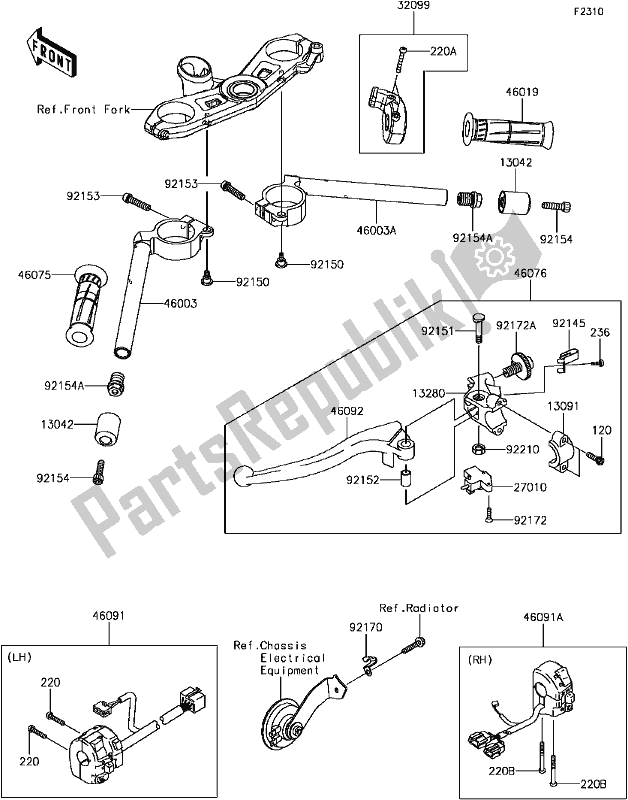 Toutes les pièces pour le F-9 Handlebar du Kawasaki ZX 600 Ninja ZX-6 R 2017