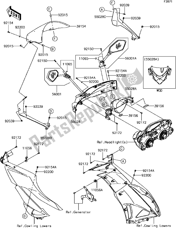 Tutte le parti per il G-14cowling del Kawasaki ZX 600 Ninja ZX-6 R 2017