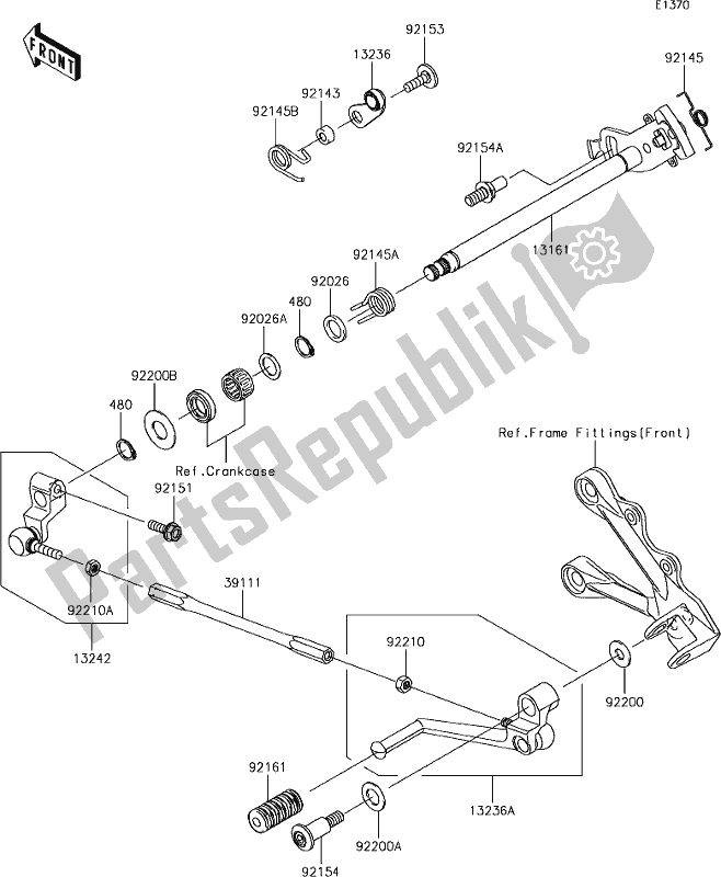 All parts for the 12 Gear Change Mechanism of the Kawasaki ZX 600 Ninja ZX-6 R 2018