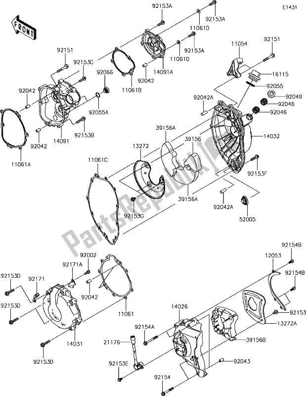 All parts for the 15-1engine Cover(s) of the Kawasaki ZX 600 Ninja ZX-6 R 2018