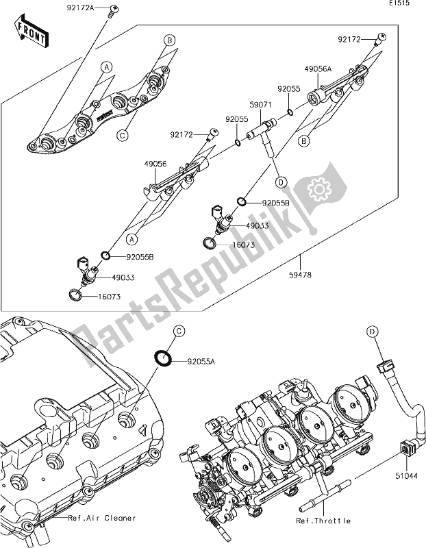 All parts for the 18 Top Feed Injecter of the Kawasaki ZX 600 Ninja ZX-6 R 2018