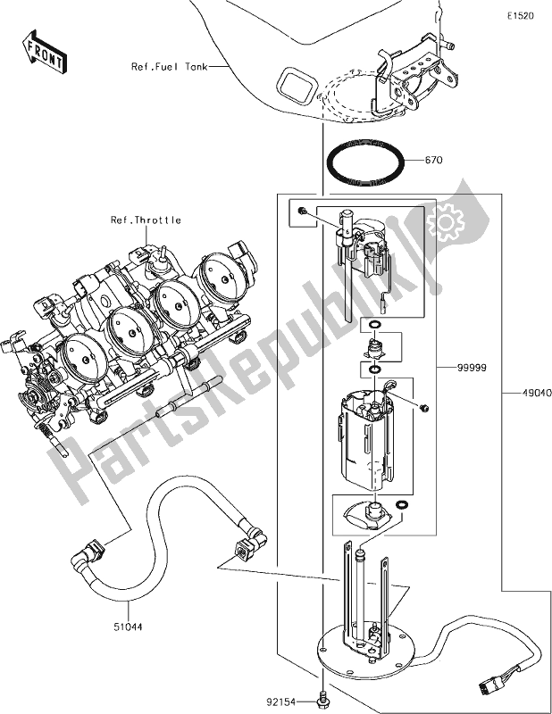 All parts for the 19 Fuel Pump of the Kawasaki ZX 600 Ninja ZX-6 R 2018