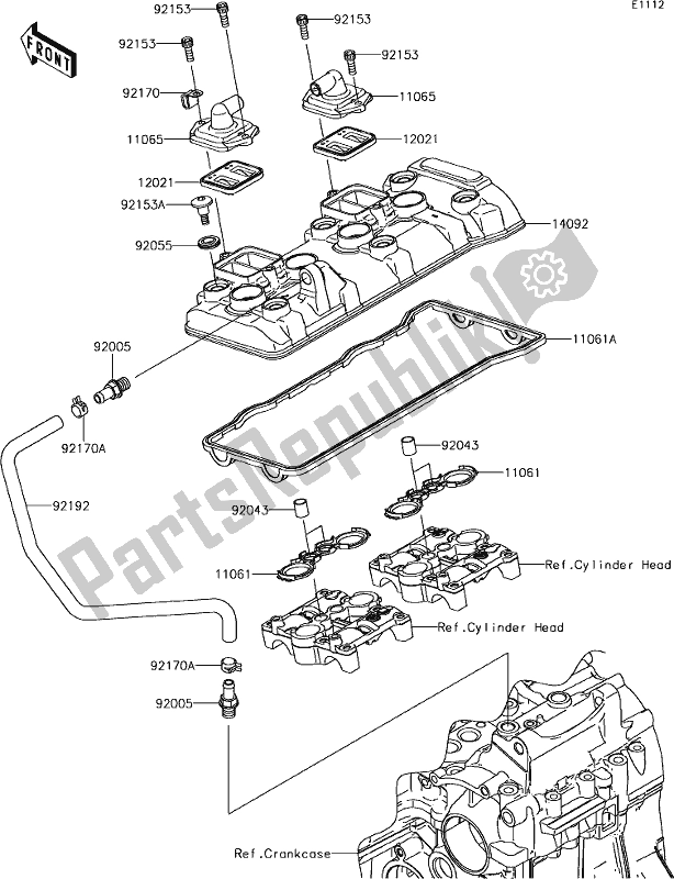 All parts for the 2 Cylinder Head Cover of the Kawasaki ZX 600 Ninja ZX-6 R 2018