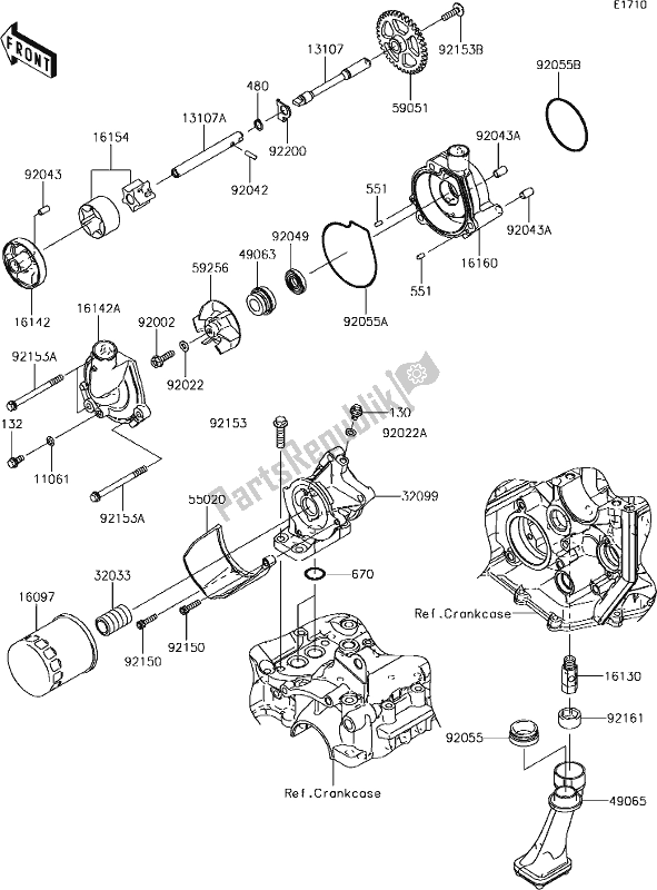 All parts for the 21 Oil Pump of the Kawasaki ZX 600 Ninja ZX-6 R 2018