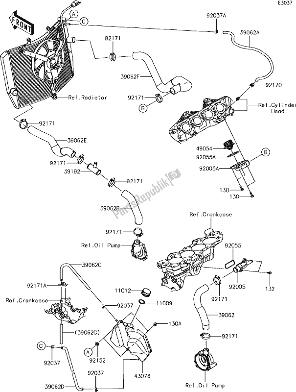 All parts for the 27 Water Pipe of the Kawasaki ZX 600 Ninja ZX-6 R 2018