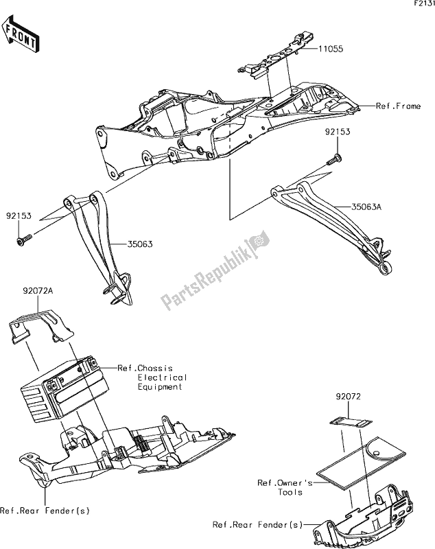 All parts for the 31 Frame Fittings(rear) of the Kawasaki ZX 600 Ninja ZX-6 R 2018