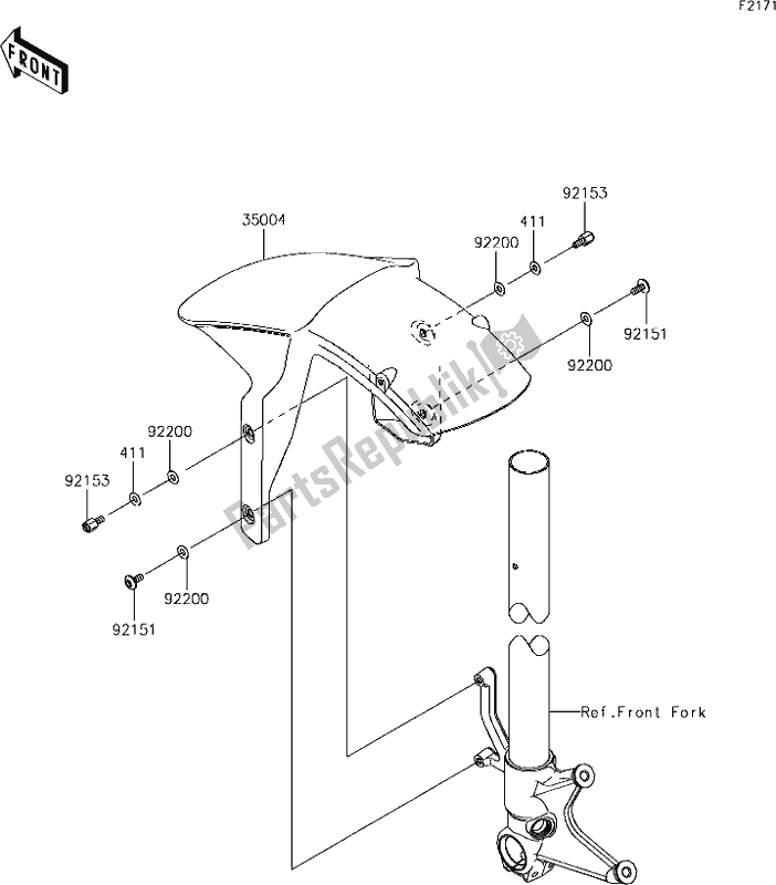 All parts for the 35 Front Fender(s) of the Kawasaki ZX 600 Ninja ZX-6 R 2018