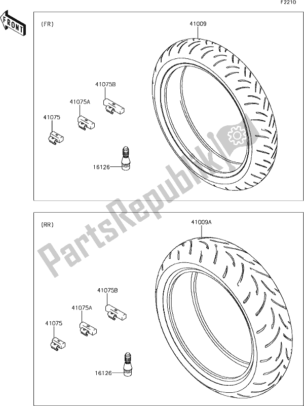 Todas as partes de 38 Tires do Kawasaki ZX 600 Ninja ZX-6 R 2018