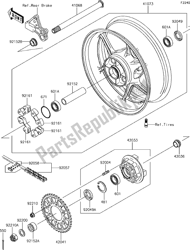 All parts for the 40 Rear Hub of the Kawasaki ZX 600 Ninja ZX-6 R 2018