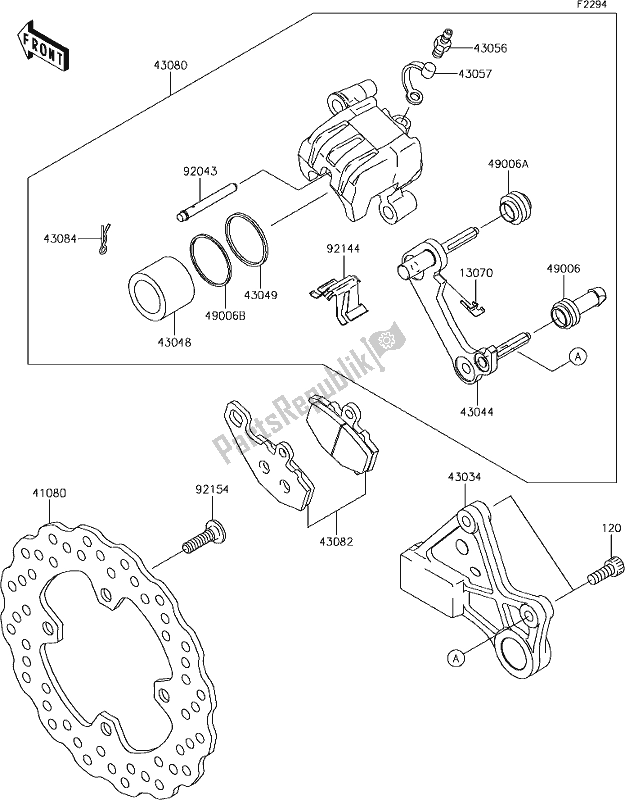 All parts for the 45 Rear Brake of the Kawasaki ZX 600 Ninja ZX-6 R 2018