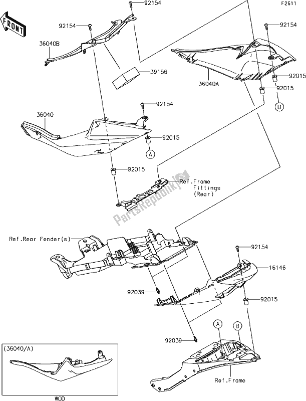 Toutes les pièces pour le 53 Side Covers du Kawasaki ZX 600 Ninja ZX-6 R 2018