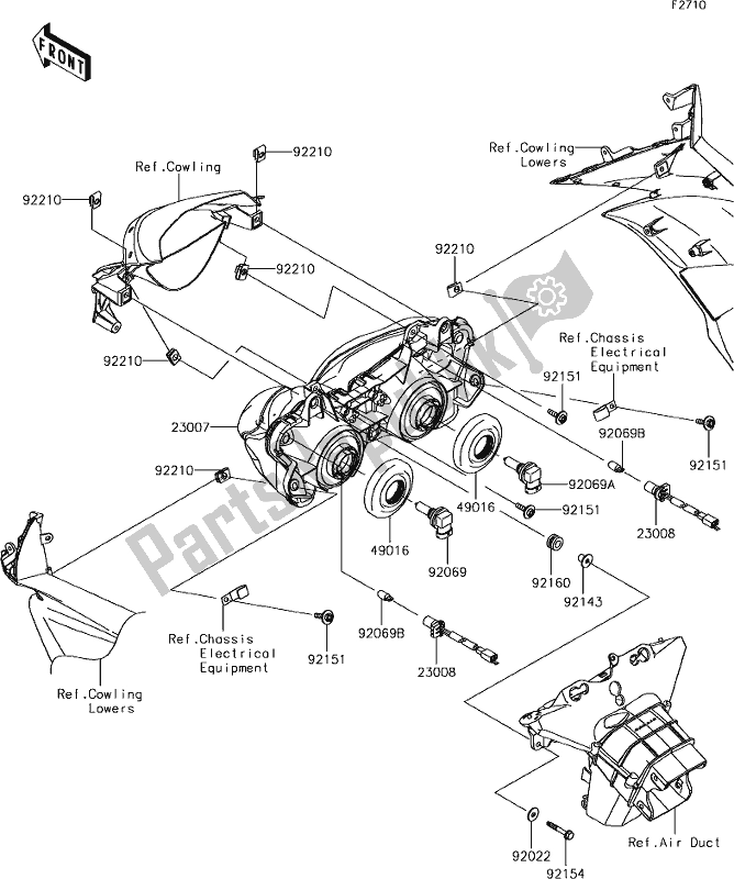 All parts for the 55 Headlight(s) of the Kawasaki ZX 600 Ninja ZX-6 R 2018