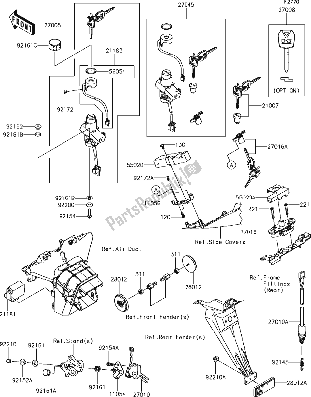 All parts for the 59 Ignition Switch of the Kawasaki ZX 600 Ninja ZX-6 R 2018