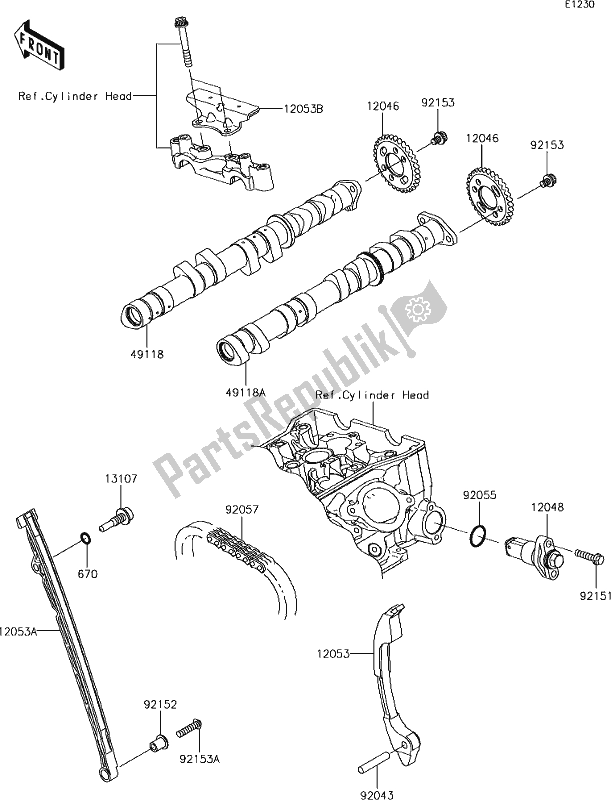 All parts for the 7 Camshaft(s)/tensioner of the Kawasaki ZX 600 Ninja ZX-6 R 2018