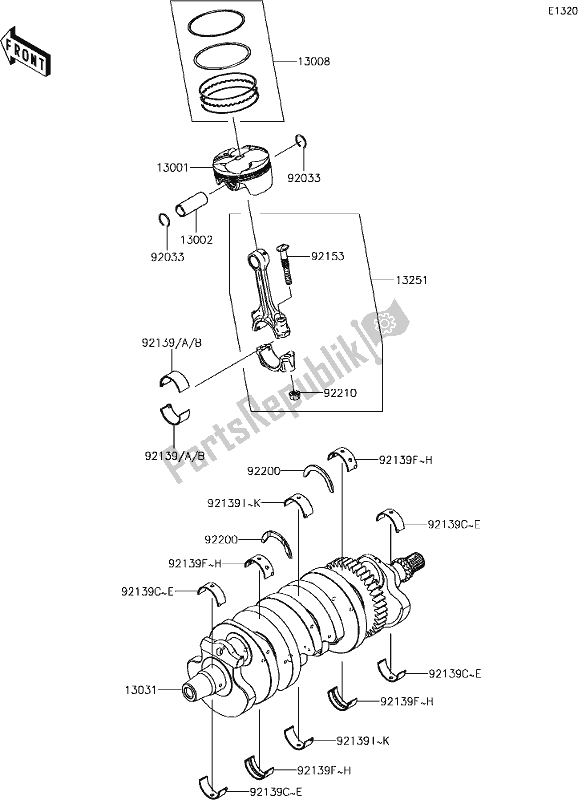 Alle onderdelen voor de 8 Crankshaft/piston(s) van de Kawasaki ZX 600 Ninja ZX-6 R 2018